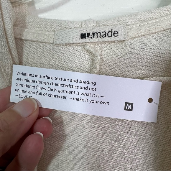 LA Made Cowl Neck Dolman Sleeve Relaxed Fit Hoodie in Cream Size M - Picture 7 of 10